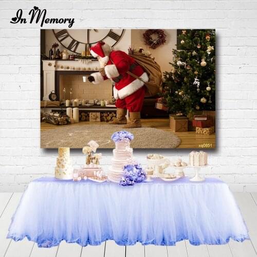 InMemory Santa Claus Secretly Sending Gifts Backdrops Tree Indoor Christmas Day Party Photography Backgrounds