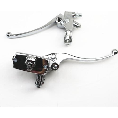 Chrome 7/8" 22mm Skull Brake Clutch Lever For Suzuki Cafe Motor Retro Vintage CB