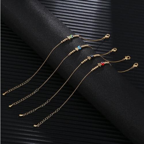Diy Golden Glossy Five-pointed Star Eyes Beaded Bracelet Female 14K Gold Plated Fashion Simple Fine Chain Bracelet