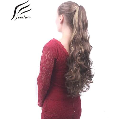 Jeedou Claw Ponytail Wavy 22" 55cm 150g Synthetic Black Brown Color Piano Color Shaggy and Sleek Clip on Hair Extensions