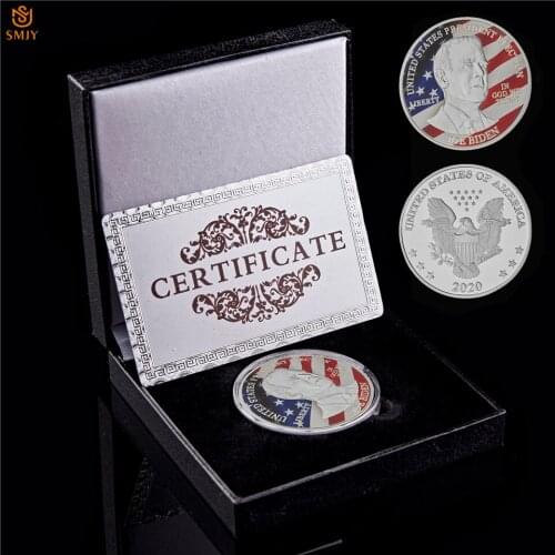 2020 Newcomer President Of The Year USA Joe Biden Silver Plated World Characters Collections Coins Original Token Gift W/Holder