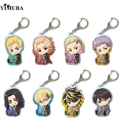 2021 Tokyo Revengers Anime Keychain Manjiro Ken Takemichi Hinata Atsushi Chibi Figures Acrylic Pendant Key Chain Ring Llaveros