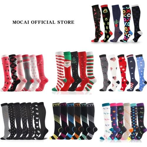 4/5/6/7 Pairs Compression Socks Men Women Knee High Sports Socks for Cycling Running Marathon Varicose Veins Nurse Socks