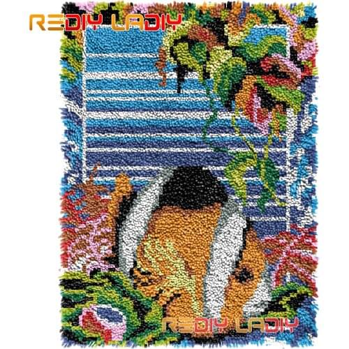 Latch Hook Rug Yellow Fish Crocheting Wall Tapestry Kits DIY Carpet Rug Chunky Yarn Needlework Knitted Floor Mat Hobby & Crafts