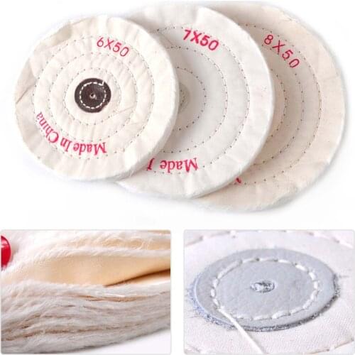 LETAOSK New Soft Cotton Cloth Arbor Hole Buffing Polishing Wheel Pad White Round Grinder Set