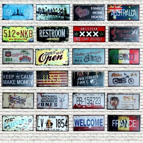 Restroom License Plate Number Plaque Tin Sign Wall Pub Shop Home Garage Art Decor Car Metal Poster 30X15CM B-4