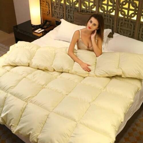 New Cotton White goose down quilt blanket Winter Bedroom Quilting duvet Adults thick Warm printed bedding comforter soft quilts