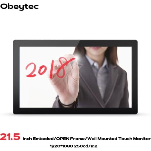 Obeytec 21.5" 16:9 PCAP Projected Capacitive Open Frame Touch Monitor, FHD Resolution, Waterproof, 10 Points, IP65