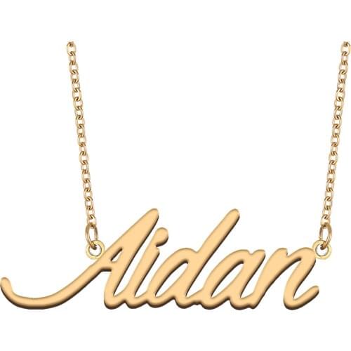 Aidan Name Necklace for Women Stainless Steel Jewelry 18k Gold Plated Alphabet Nameplate Pendant Femme Mother Girlfriend Gift