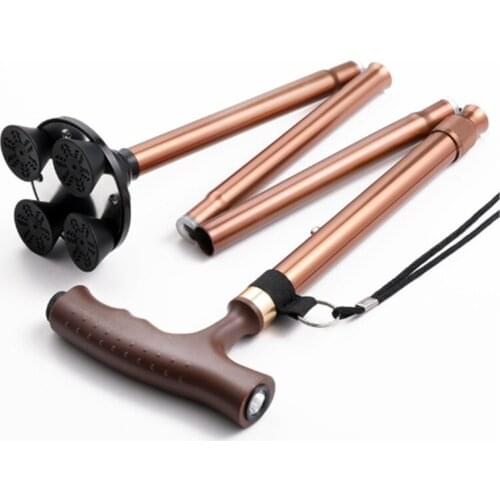 Elderly crutches telescopic crutches T-handle elderly stable crutches no slide bar foldable hiking elderly walking