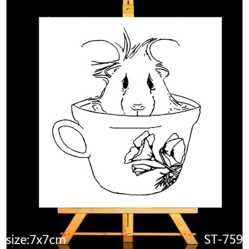 Field mouse in the cup Transparent Silicone Stamp for DIY Scrapbooking/Photo Album Decorative Card Making Clear Stamps Supplies