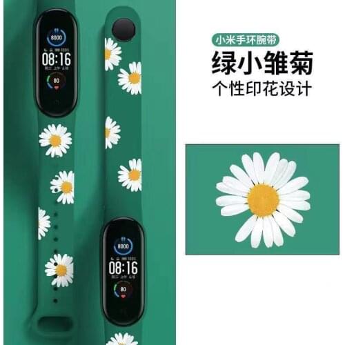 For Mi Band 6 5 4 3 Strap Silicone Printing Cartoon Blet Pattern Xiao MI 6 5 4 3 Watch Band Bracelet Smart Sports Fitness Wrist