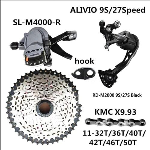 SHIMAN0 ALIVI0 SL-M4000 Shifers RD-M4000 Rear DerailleurSUNSHINE 9-speed Cassette KMC X9 chain mountain bike 9/27 speed Kit