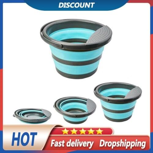 4L/10L Collapsible Bucket Portable Folding Bucket Water Container with Sturdy Handle for Cleaning Fishing Car Wash Picnic Travel