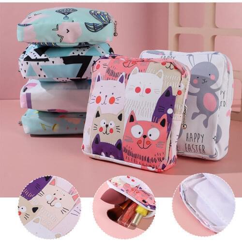 Sanitary Napkin Storage Bag for Women Tampon Bags Card Holder Pouch Napkin Towel Cosmetics Cotton Coin Purse Organizer