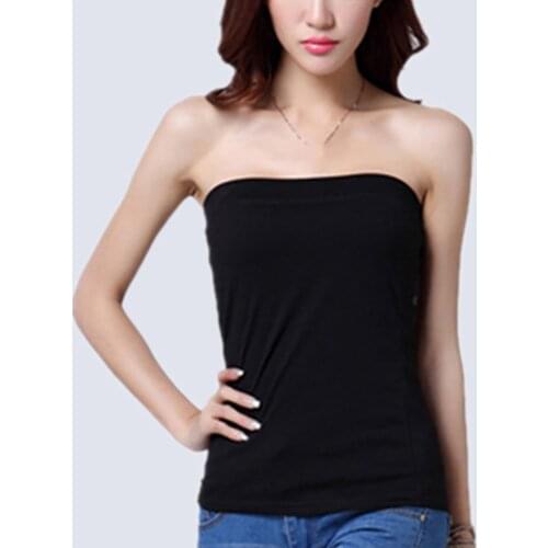 Strapless Bandeau Bra Solid Tube Top Women Fitness Full Support Seamless Bandeau Good Elastic Non-Wired Bras Bodycon Cotton Tops