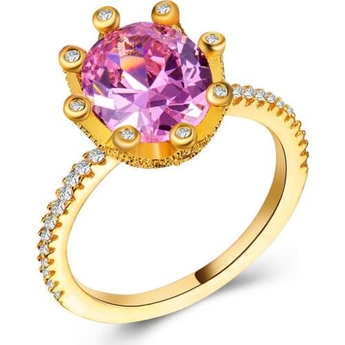 UFOORO wedding ring Finger Beautiful Jewelry Romantic round shiny zircon Rings For girl gift