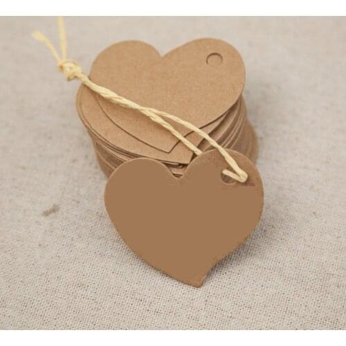 100pcs/lot Vintage Heart Paper Tag Gift Box Tags Wedding Favor Box Hang Tags Party Favor Labels DIY Crafts Gift Wrapping