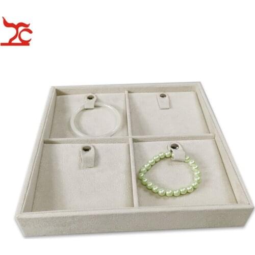New Arrival DIY Jewelry Box Drawer Storage Organizer Gray Soft Velvet Jewellery Necklace Pendant Bracelet Display Storage Tray