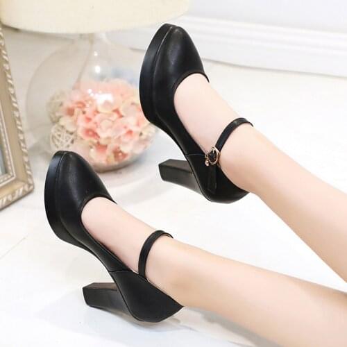 Pumps Shoes Female Sexy High Heels Large Size Women Pointed Toe Breathable Buckle Strap Rhinestone Casual Jobs Single Shoes#g30