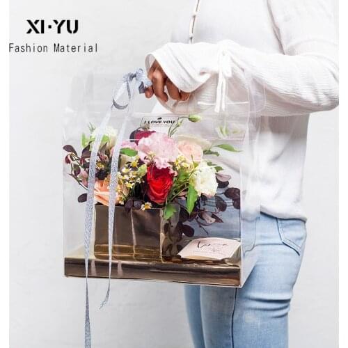 1pcs Panoramic Crystal Box PVC Portable Transparent Flower Packaging Floral Bag Flower Gift Beautiful surprise Wedding ceremony