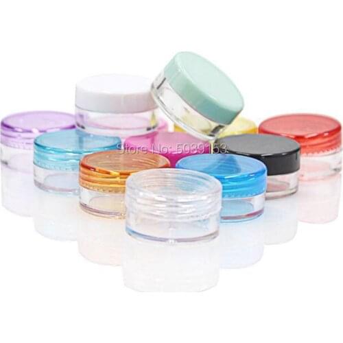 10pcs Colorful Refillable Box 3g Transparent Cosmetic Plastic Pot Empty Bottles Jar Nail Art Bead Makeup Cream Storage Container