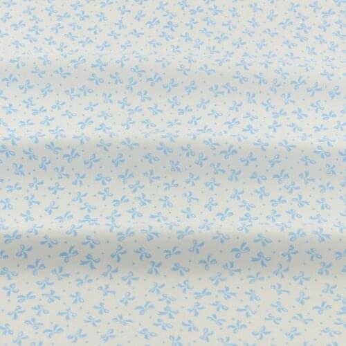 100% Cotton White Fabric Blue Bows Designs Quilting Patchwork Home Textile Twill Bedding Scrapbooking Decoration Tela Sewing