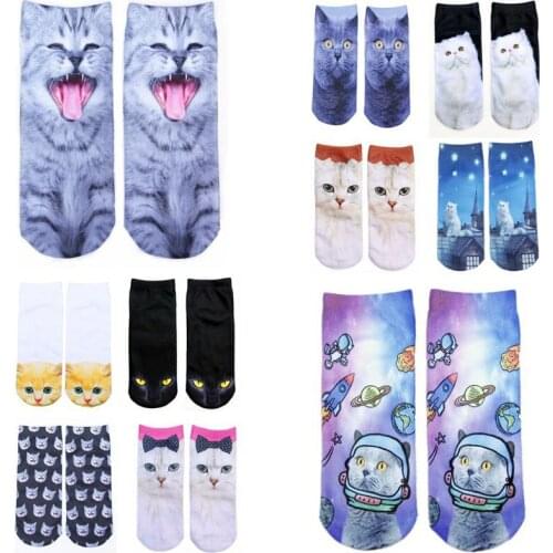5 Pairs Women Socks 3D Printed Skeleton Socks Cute Animals Cat Cartoon Character Dollar Bill Skull Design Funny Socks Girls Sock