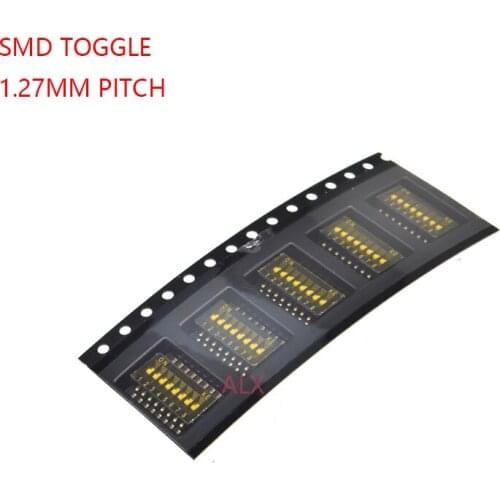 5PCS Gold Plated SMD SMT 8P 8-BIT TOGGLE switch doule Row 8PIN PITCH 1.27MM 8 PIN Slide Switches 8 Position 16 PIN 8-way