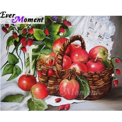 Ever Moment Diamond Painting Mosaic Apple Basket Flower Handstand 5D DIY Rhinestone Diamond Embroidery Home Decoration ASF1808