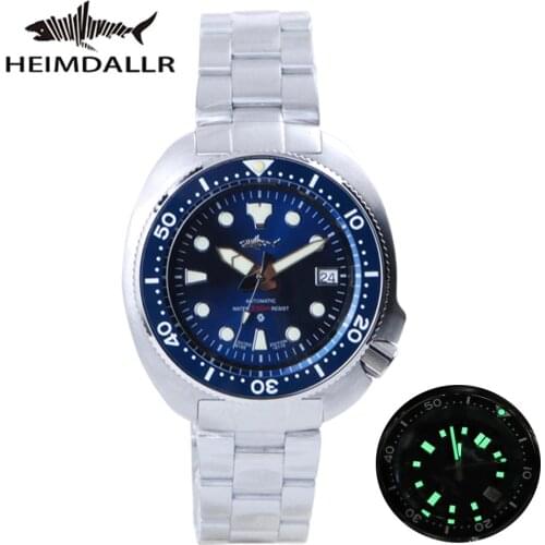 HEIMDALLR Sharkey Automatic Watch Men NH35A Mechanical Watches Sapphire Luminous Dial Diving Watch 200M Luxury Wristwatch 2020