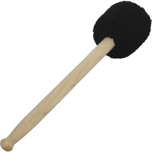 Bass Drum Mallet Timpani Stick w/ Wool Felt Head and Wood Hand Grip 41cm Long, Black
