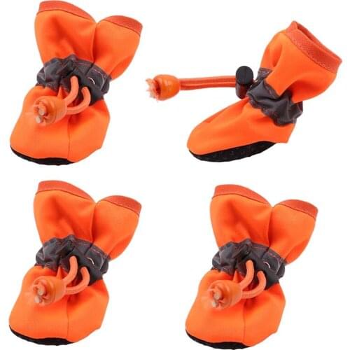 4Pcs Waterproof Pet Dog Shoes Winter Warm Soft Thick Breathable Dog Boots Anti Slip Shoes For Small Dogs Pets