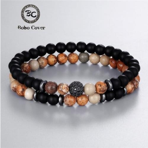 Cheap Wholesale 2pc/sets 8mm CZ Ball Natural Stone Beads Bracelets Women Men Couple Charm bracelet Fashion Jewelry Dropshipping