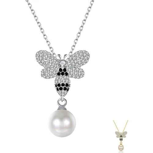 ZEMIOR 925 Sterling Silver Necklace For Women Butterfly Crystal Shell Pearl Pendant Elegant Collarbone Chains Fine Jewelry 2021