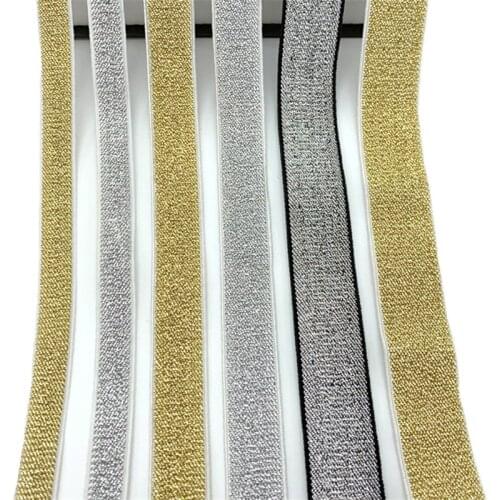 Glitter Gold Silver Elastic Bands Rubber Band Waist Band Elastic Cord Garment Trousers DIY Sewing Accessories 10/15/25/40mm 1M