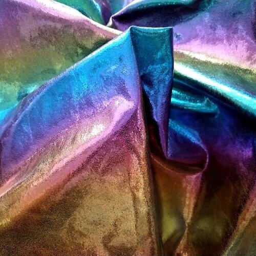 Hotsale synthetic PU rainbow Crackle patterns leather material