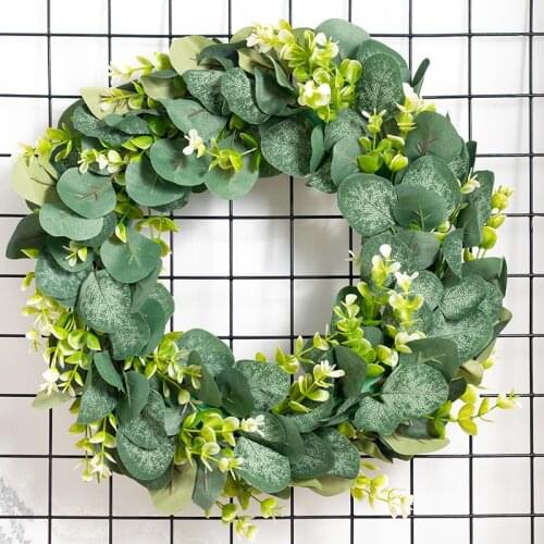 Artificial Fake Plant Simulation Eucalyptus Wreath Door Pendant Decoration Background Wall Christmas Household Items