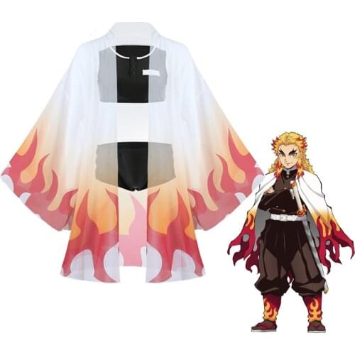 Anime Demon Slayer Rengoku Kyoujurou Cosplay Swimsuit Kimetsu No Yaiba Costume Kimono Sexy Beach Swimwear Set Women Girls Summer