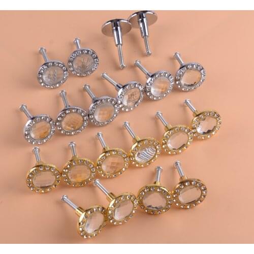 LETAOSK 10Pcs Gold/Silver 30mm Diamond Shape Crystal Glass Cabinet Knob Cupboard Drawer Door Pull Handle Hardware Tools