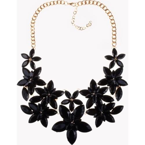 Fashion Black Acrylic Flowers Choker Necklace Women Boho Large Collier Big Bib Chokers Necklaces Jewelry Accessories