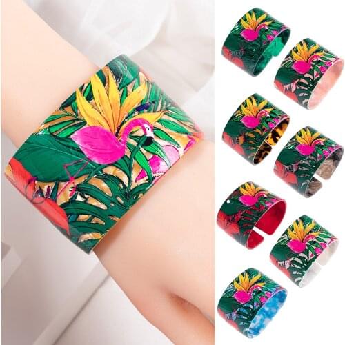 Fashion Flamingo Bracelet Acetate Resin Acrylic Colorful Cuff Bangles Women Wristband Jewelry Boho Female Accessories Wholesale