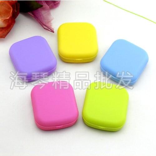 10pcs Fashion Plastic With round mirror colorful contact lens case High quality Convenient to carry Partner box 5.1*5.8*1.6cm