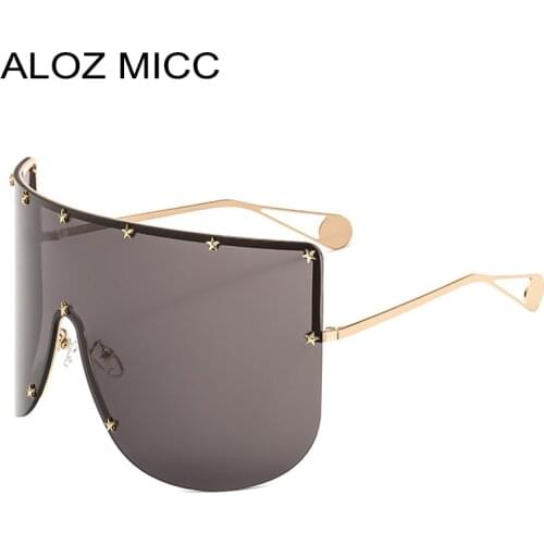ALOZ MICC Women New Oversized Sunglasses Men 2019 Brand Designer Half Frame Sunglasses Women Windproof Visor Goggles Eyewear Q94