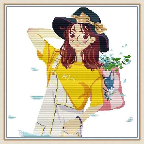 Needlework embroidery crafts, DIY Cross stitch kit DMC, Precise Printed cartoon characters Patterns Counted Cross-Stitching