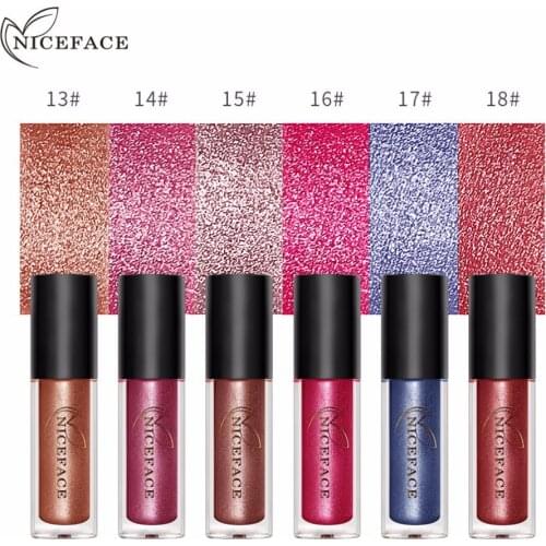 NICEFACE 6 Colors Diamond Shine Metallic Shimmer Liquid Lipstick Waterproof Long Lasting Lady Fashion Sexy Lip Gloss Cosmetic