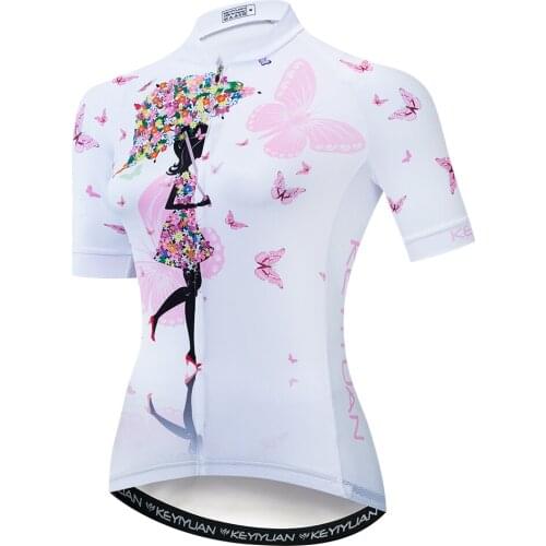 KEYIYUAN 2021 New Ladies Summer Quick Drying Cycling Jersey Short Sleeved MTB Triathlon Cycling Equipment Koszulka Rowerowa