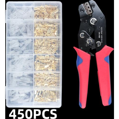 2.8/4.8/6.3mm Crimp Wire Terminals Connector Universal Spring Plug Crimping Hand Tool Connection Terminals Electrical Insulated