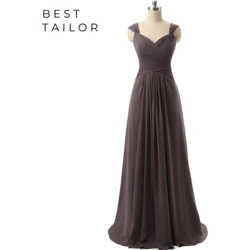 Bridesmaid Dresses Gray Maid of Honor Gowns Long Wide Straps 2021 Custom Make A-Line Floor Length Open Back Wedding Party Gowns