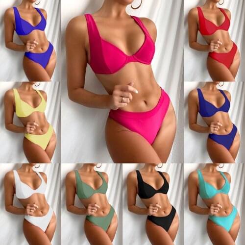 Drop Shipping Sexy Push Up Padded Brazilian Bikini Set Women 11 Colors Bandage Bikini Set Swimsuit Swimwear Bathing